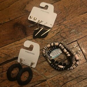 Maurices Black and Gold Earring and Bracelet Set